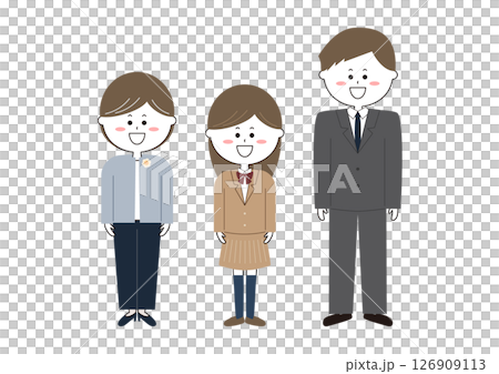 入学式に行く父母と女の子のイラスト 入学式に行く父母と女の子のイラスト 126909113