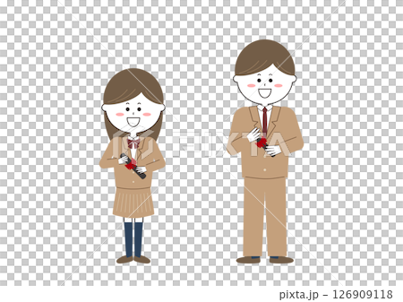一名男子和一名女子拿著文憑的插圖 126909118
