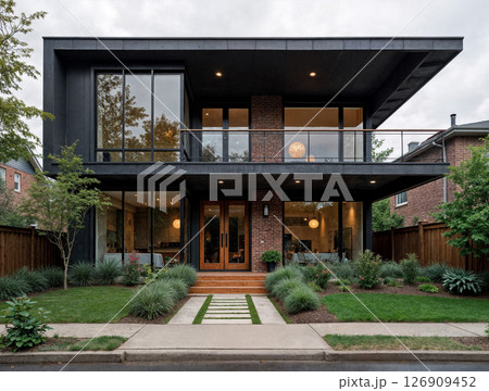Contemporary industrial-style suburban house 126909452