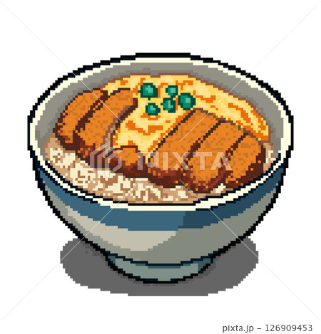 ピクセルアート かつ丼のドット絵（和風料理・日本食） 126909453