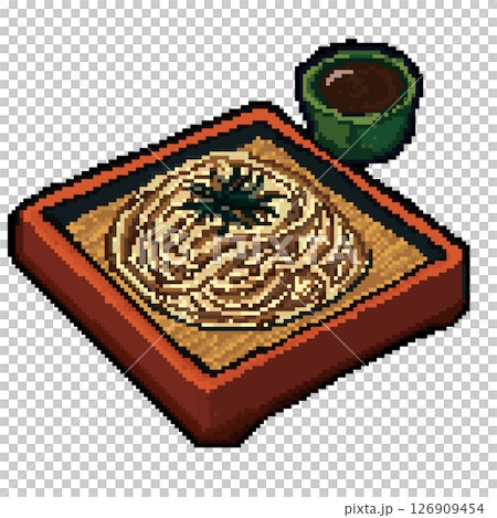ピクセルアート ざるそばのドット絵（和風料理・日本食） 126909454