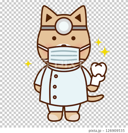 歯医者の犬のかわいいイラスト（白衣・マスク・歯） 126909535