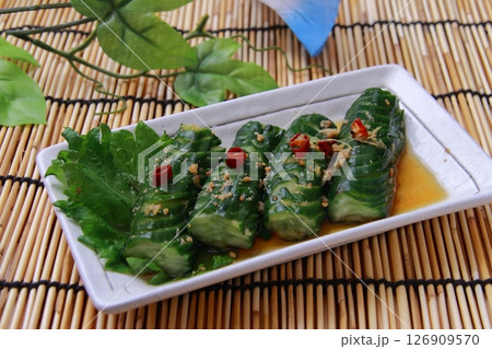 蛇腹きゅうりの醤油漬け 蛇腹きゅうりの醤油漬け 126909570