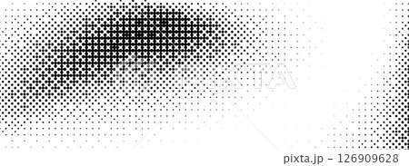 Pixelated bitmap texture. Black dither pattern wallpaper. Abstract glitch gradient pattern. 8 bit video game background. Wide raster screen backdrop. Vector halftone rasterized overlay cover 126909628