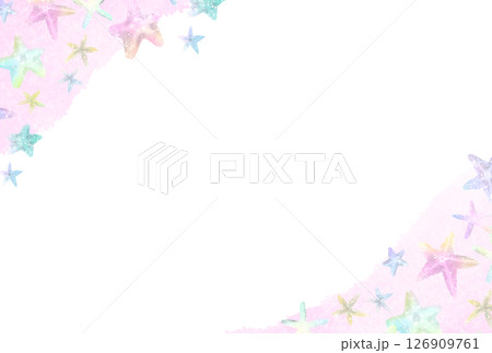 カラフルでかわいいヒトデのガーリーな水彩フレーム カラフルでかわいいヒトデのガーリーな水彩フレーム 126909761