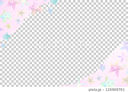 カラフルでかわいいヒトデのガーリーな水彩フレーム カラフルでかわいいヒトデのガーリーな水彩フレーム 126909761