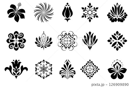 Flower icons set. Isolated elements for design. Vector graphics. Flower icons set. Isolated elements for design. Vector graphics. 126909890