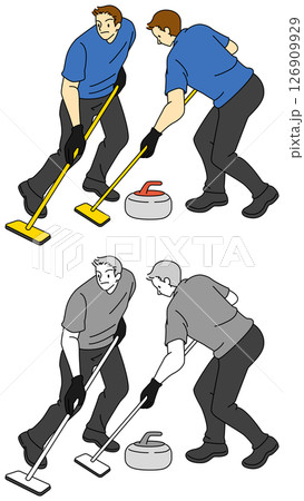 氷上のチェス、カーリングの選手のイラストセット 126909929