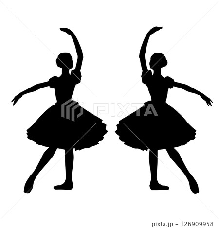 衣装を着て踊るバレエダンサーたちのシルエット 126909958