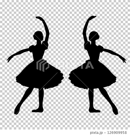 衣装を着て踊るバレエダンサーたちのシルエット 126909958