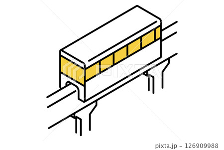 乗物アイコン、跨座式モノレールのシンプルでかわいいアイソメトリックの線画アイコン 126909988