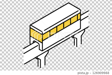 乗物アイコン、跨座式モノレールのシンプルでかわいいアイソメトリックの線画アイコン 126909988