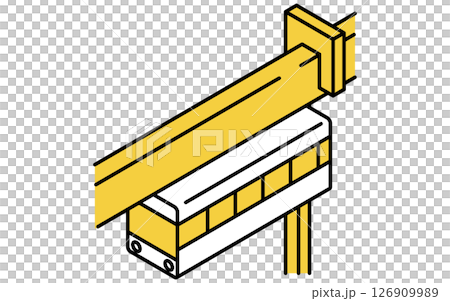 Transportation icon, simple and cute isometric line icon of suspended monorail 126909989