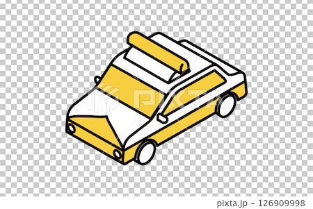 Vehicle icon, simple and cute isometric line icon of a Japanese police car Vehicle icon, simple and cute isometric line icon of a Japanese police car 126909998