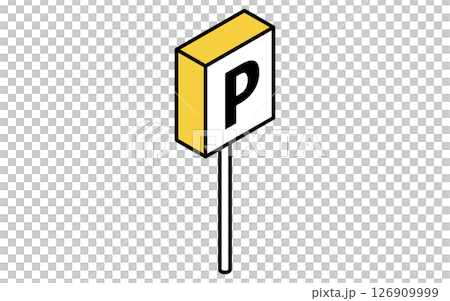 Simple and cute isometric line icon of vehicle icon, parking sign 126909999