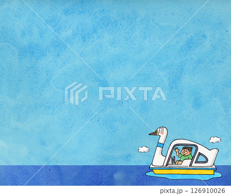 スワンボート　コピースペース(水彩の青空) 126910026