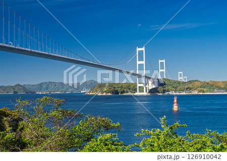 《愛媛県》来島海峡大橋の眺め・今治の海岸線 《愛媛県》来島海峡大橋の眺め・今治の海岸線 126910042