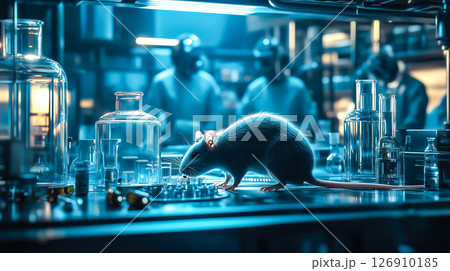 Rats in a lab are part of an experiment. The concept emphasizes scientific research and the ethical considerations of animal testing. Generative AI. 126910185