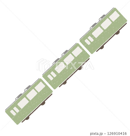 緑色の電車のフラットタッチイラスト 126910416