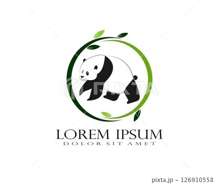 Panda bear silhouette Logo design vector Panda bear silhouette Logo design vector 126910558