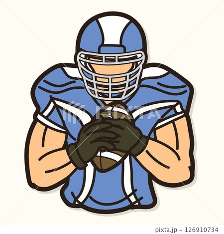 American Football Player Action Cartoon Sport Vector 126910734