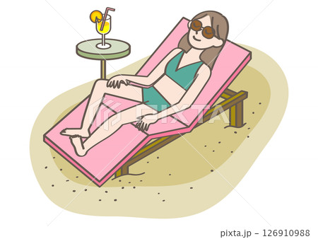 ビーチでリラックスする人 126910988