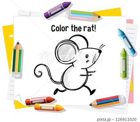 Colorful Rat Doodle Illustration Activity 126911020