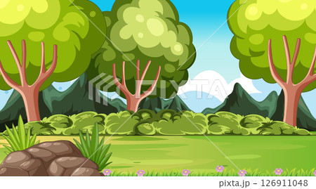 Serene Forest Landscape with Mountains 126911048