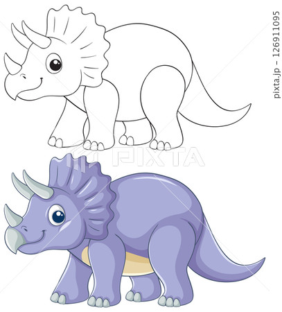 Cute Triceratops Vector Illustration for Kids 126911095