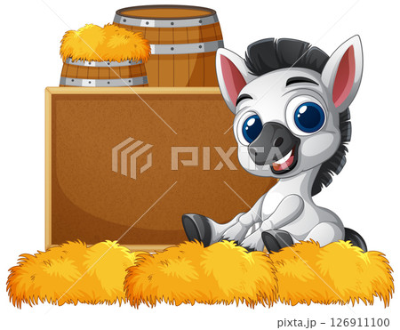 Cute Zebra in a Barn Scene 126911100