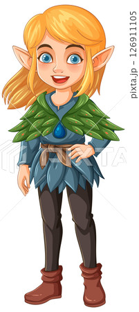 Charming Fairy Character with Leafy Attire Charming Fairy Character with Leafy Attire 126911105