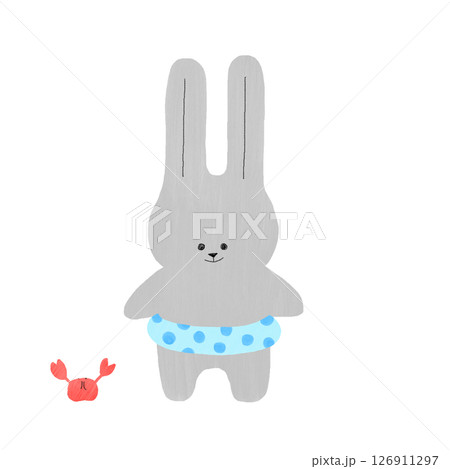 浮輪を持つうさぎ 126911297