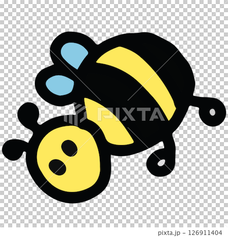Hand drawn cute illustration of bee for animal, insect, decorations, spring, summer, picnic, park, home yard, stickers, tattoo, blossom, blooming, cute patch, fabric print, brooch, nature, garden 126911404