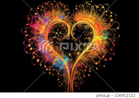 The word love on sky made of many fireworks, generative ai 126912122