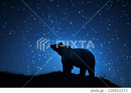 Bear leaps in the vast starry sky, with dynamic composition, starry background, AI Generative Bear leaps in the vast starry sky, with dynamic composition, starry background, AI Generative 126912272