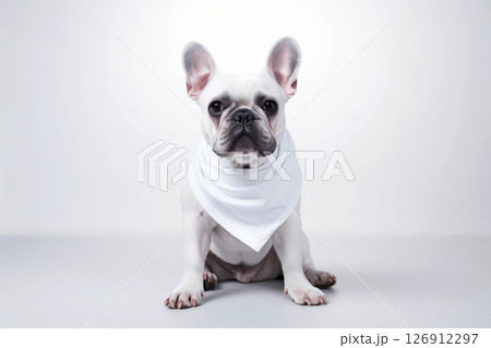 French bulldog sitting with a Bandana for Mock Up . generative ai 126912297