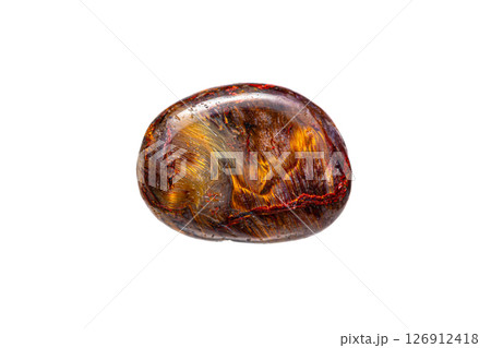 Red pietersite gemstone on white background 126912418