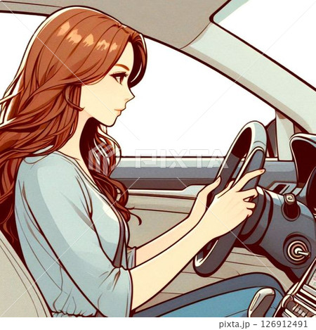 自動車を運転している女性 126912491