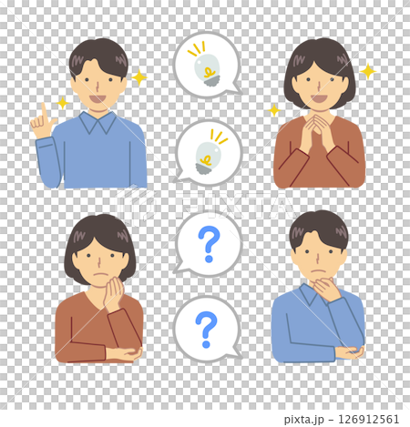 Male and female reaction pose illustration set 126912561