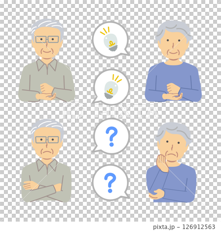 Senior reaction pose illustration set 126912563