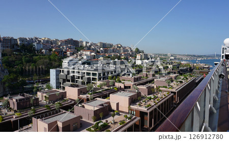 Istanbul, Turkey - Galataport waterfront in Karakoy with a view of the city skyline 126912780
