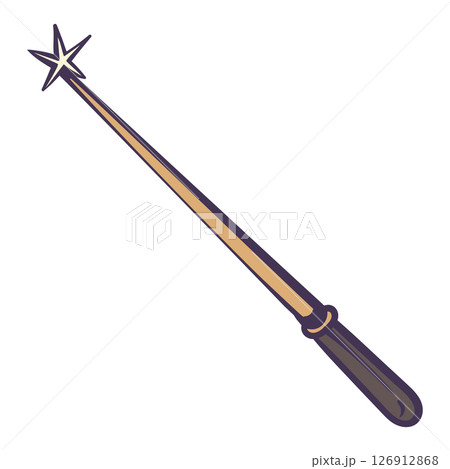 Vector magic wand for wish fulfillment. Mystical witch's staff for witchcraft. Halloween decor element in flat style. Vector magic wand for wish fulfillment. Mystical witch's staff for witchcraft. Halloween decor element in flat style. 126912868