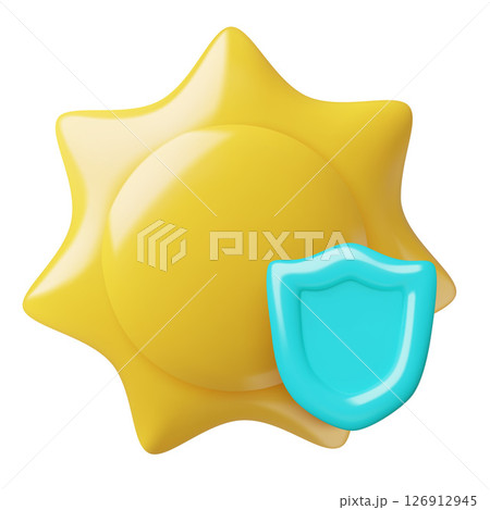 Sun and shield UV protection 3d icon 126912945