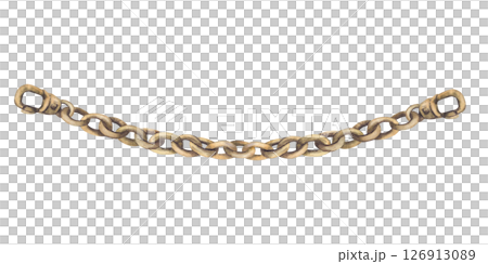 Chain with snap, carabiner. Bronze, aged gold clothing accessory with latch. Element of mens Bavarian costume. Realistic watercolor hand painted object for retro jewelry blogs isolated from background 126913089