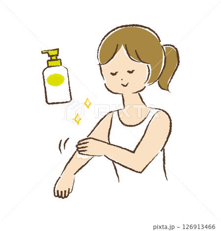 保湿クリームを腕に塗っている女性 126913466