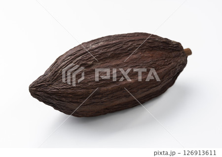 白背景に置かれたカカオポッド 126913611
