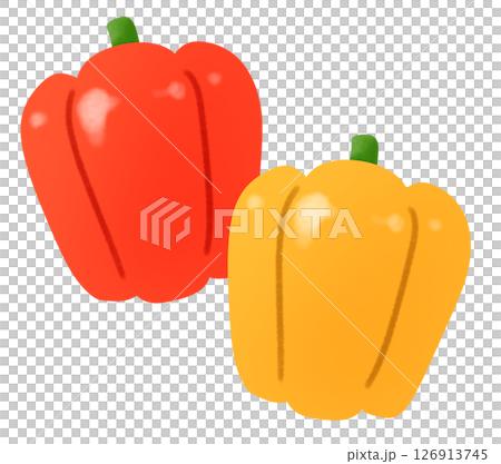 Red and yellow paprika illustration 126913745