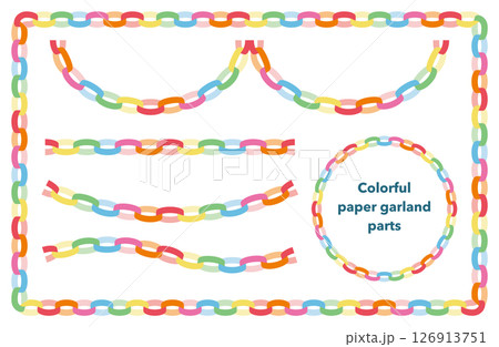 カラフルな紙製ガーランドの装飾素材セット|カラフル, 紙, ガーランド, チェーン, パーツ カラフルな紙製ガーランドの装飾素材セット|カラフル, 紙, ガーランド, チェーン, パーツ 126913751