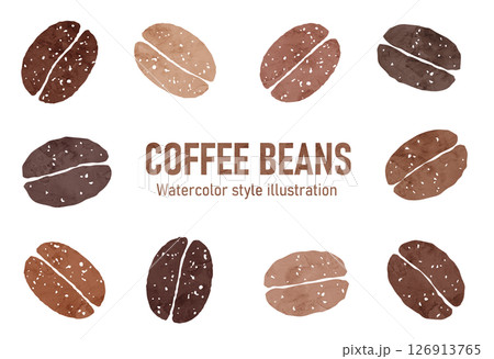 コーヒー豆の水彩風ベクターイラスト 126913765