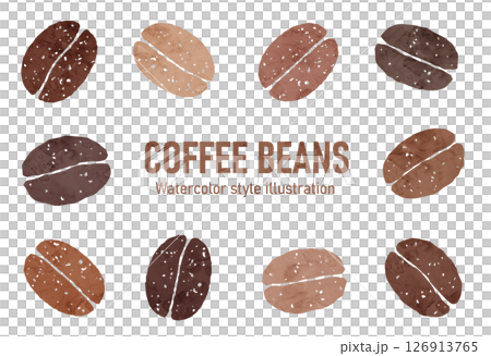 コーヒー豆の水彩風ベクターイラスト 126913765